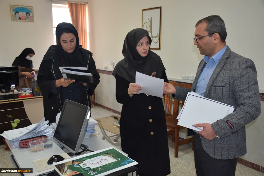بازدید رئیس واحد استان کردستان به همراه معاون فرهنگی ودانشجویی  ،مسئول نظارت، ارزیابی و تضمین کیفیت و روسای ادارات مالی،حراست، عمرانی و آموزش واحد استان از آموزشکده فنی وحرفه ای دختران سنندج 6